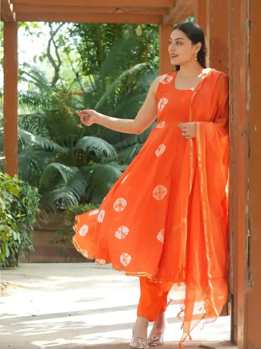 Sunset Glow :The Radiant Orange Ethnic Ensemble